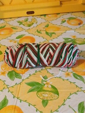 Variegated Red Green White Yarn Skein